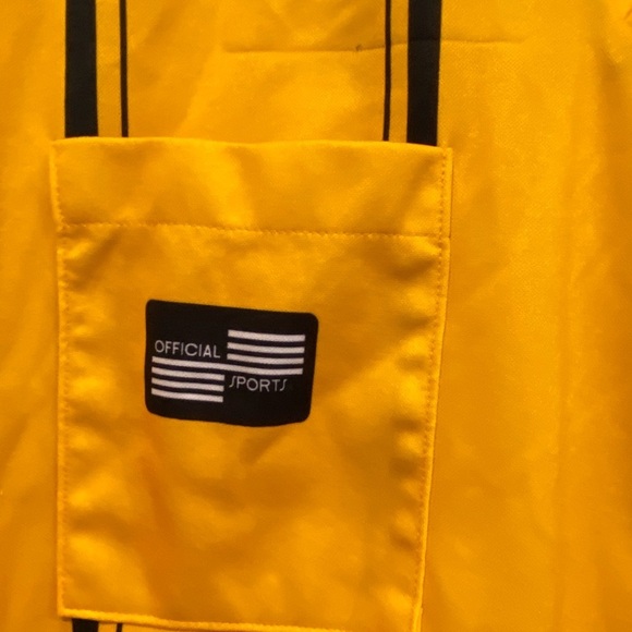 Official Sports Size M USSF Yellow Long Sleeve Striped Soccer Referee Jersey - Picture 3 of 15